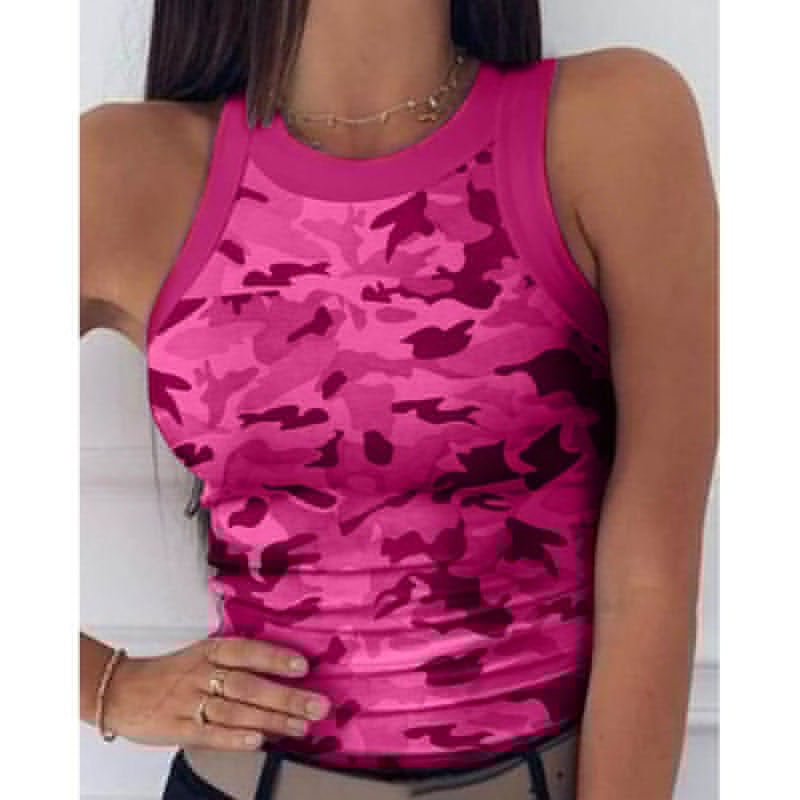 Women's Wear Round Neck Sexy Summer Camouflage Vests
