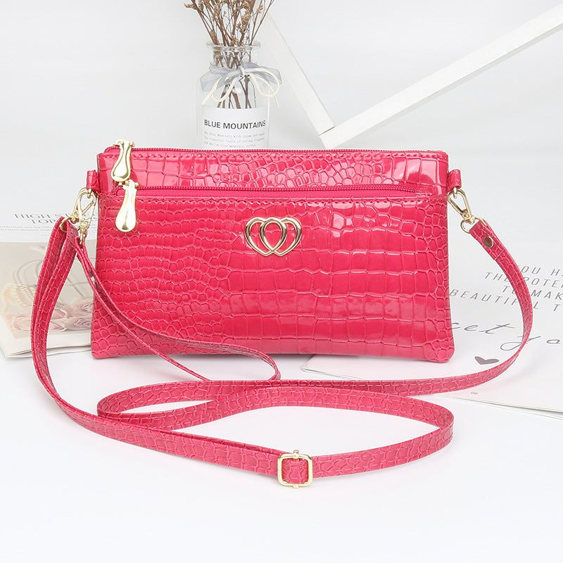 Women's Fashion Shiny Surface Patent Leather Crocodile Crossbody Bags