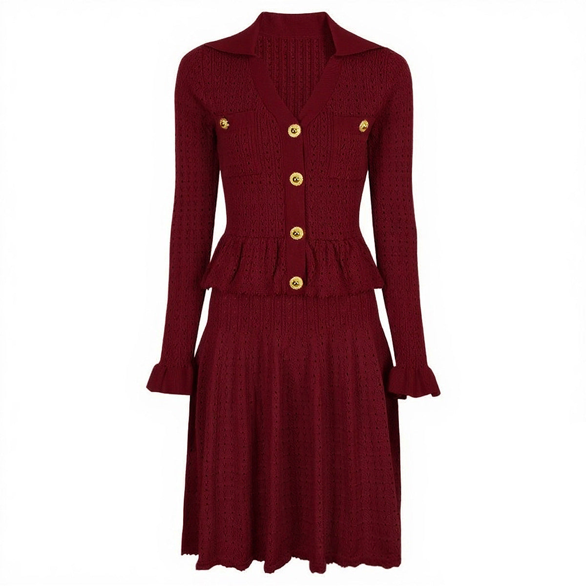 Women's Knitted Lapel Slim Fit Slimming Long Dresses
