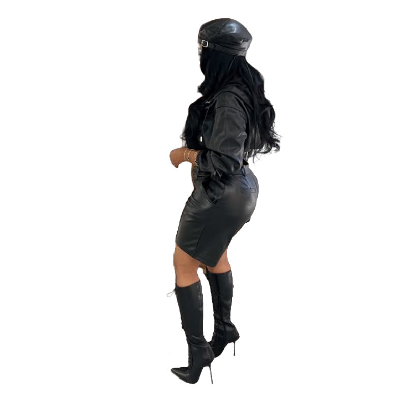 Pretty Leather Hooded Long Sleeve Fifth Suits