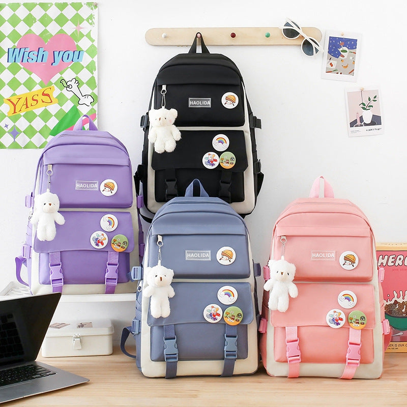 Large Capacity Printed Korean Style Suit Middle School Students' Schoolbags