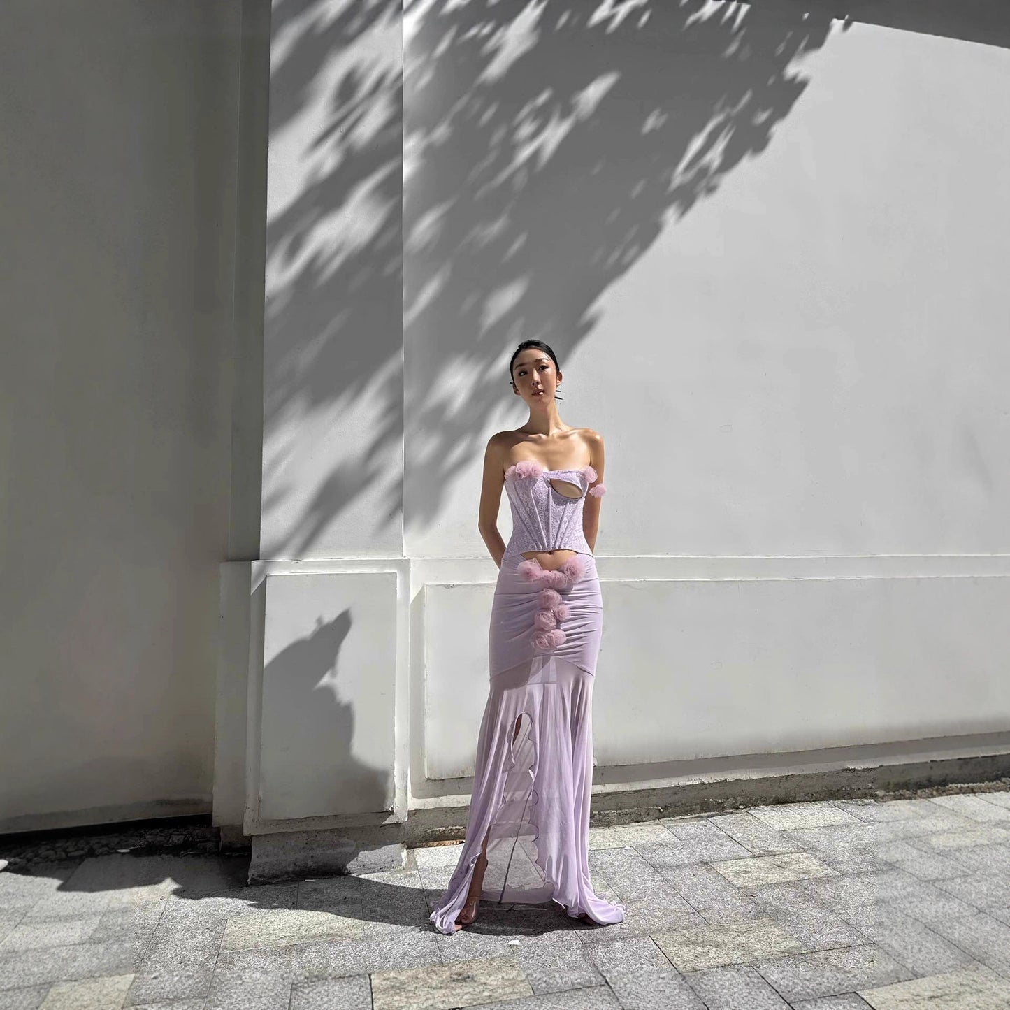 Dress Three-dimensional Flower Decorative Fishtail Design Dresses