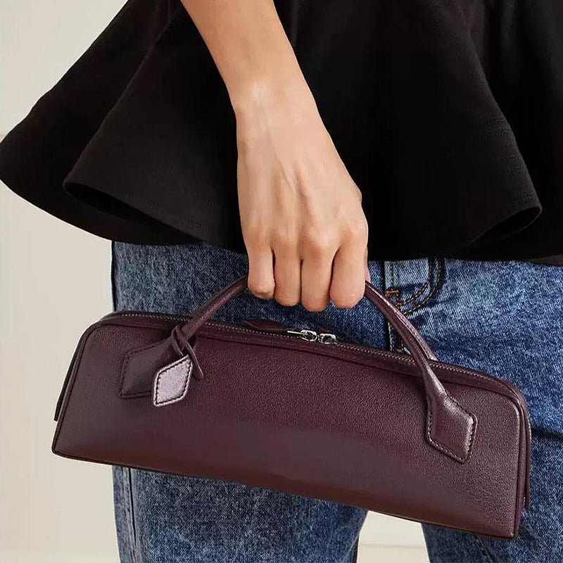 Versatile Women's Leather French Minority Baguette Armpit Bags