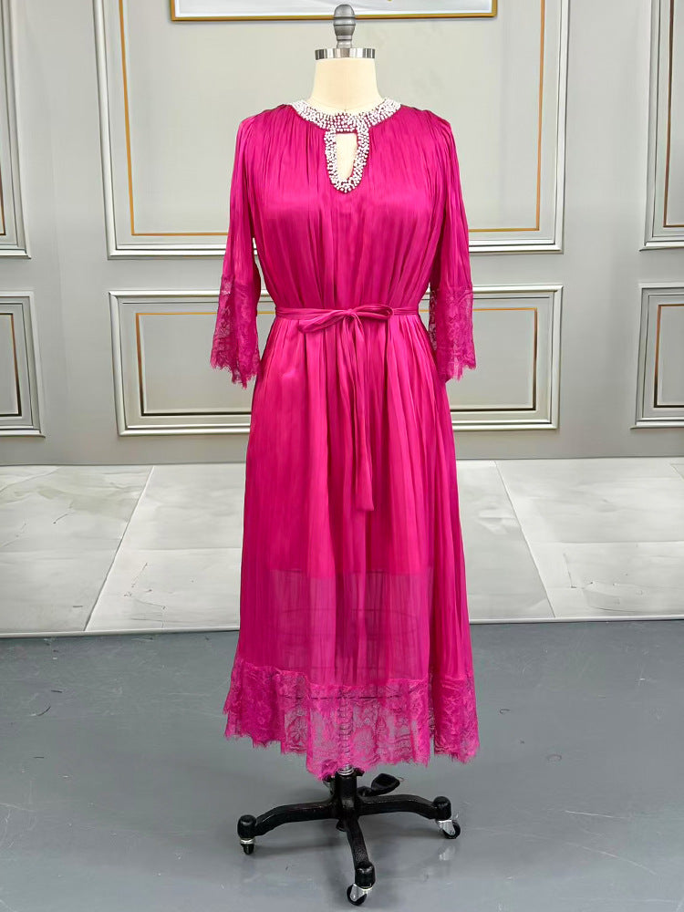 Women's Large Pleated Dress High-grade Lace Summer Dresses