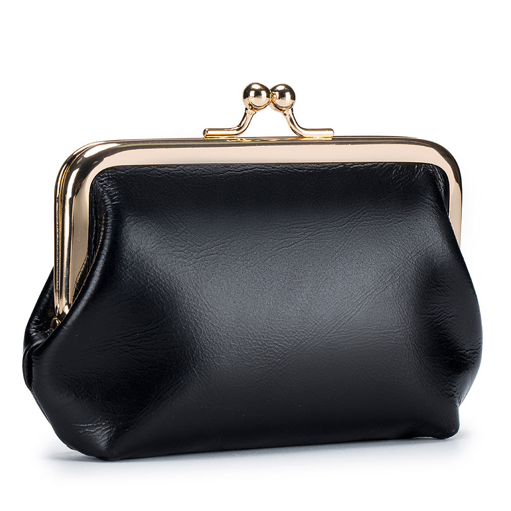 Women's Retro Expanding Leather Mini Clip Oil Card Holder