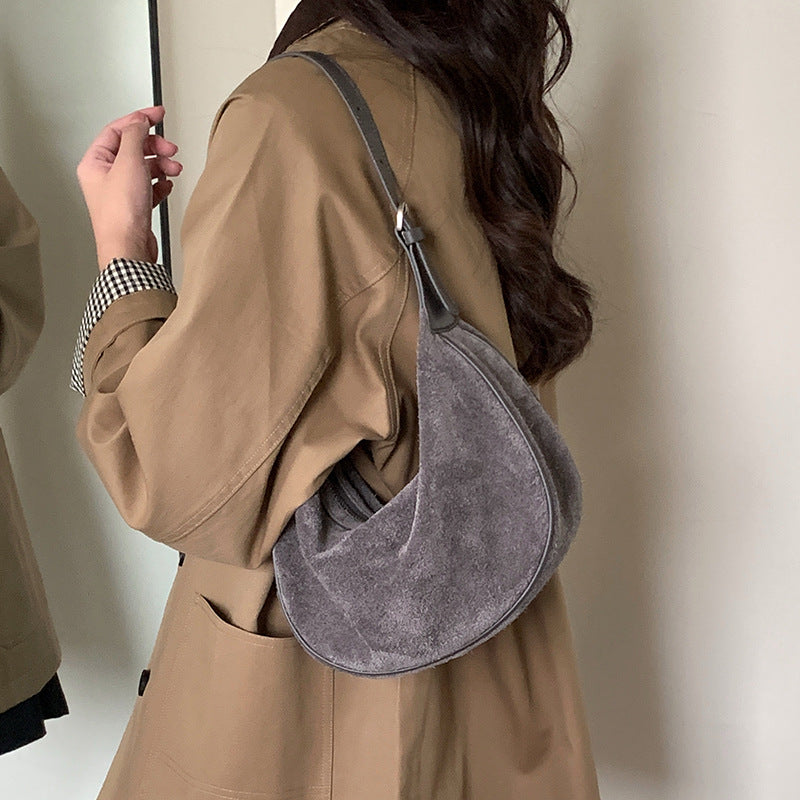 Women's Underarm Retro Style Layer Leather Matte Bags