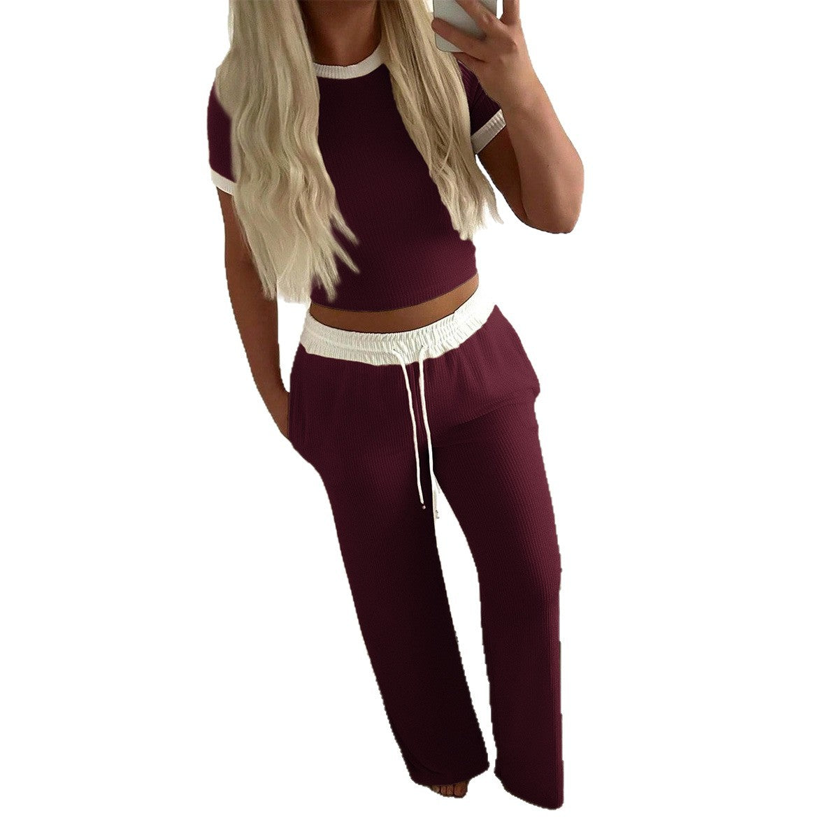 Women's Casual Style Short-sleeved T-shirt Two-piece Suits