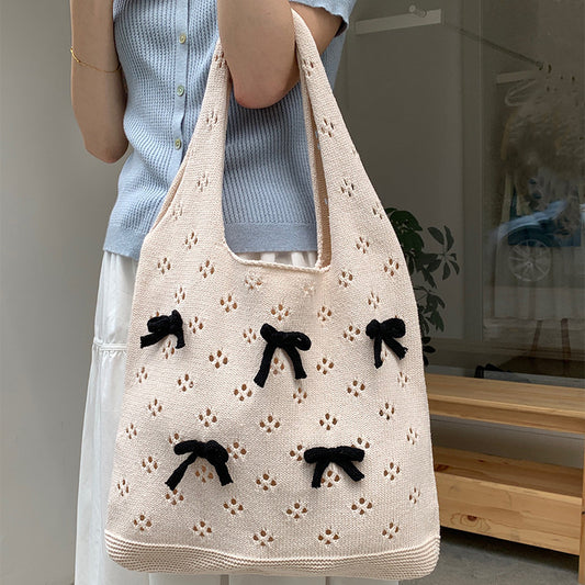 Women's Bow Summer Versatile Woven High Sense Shoulder Bags
