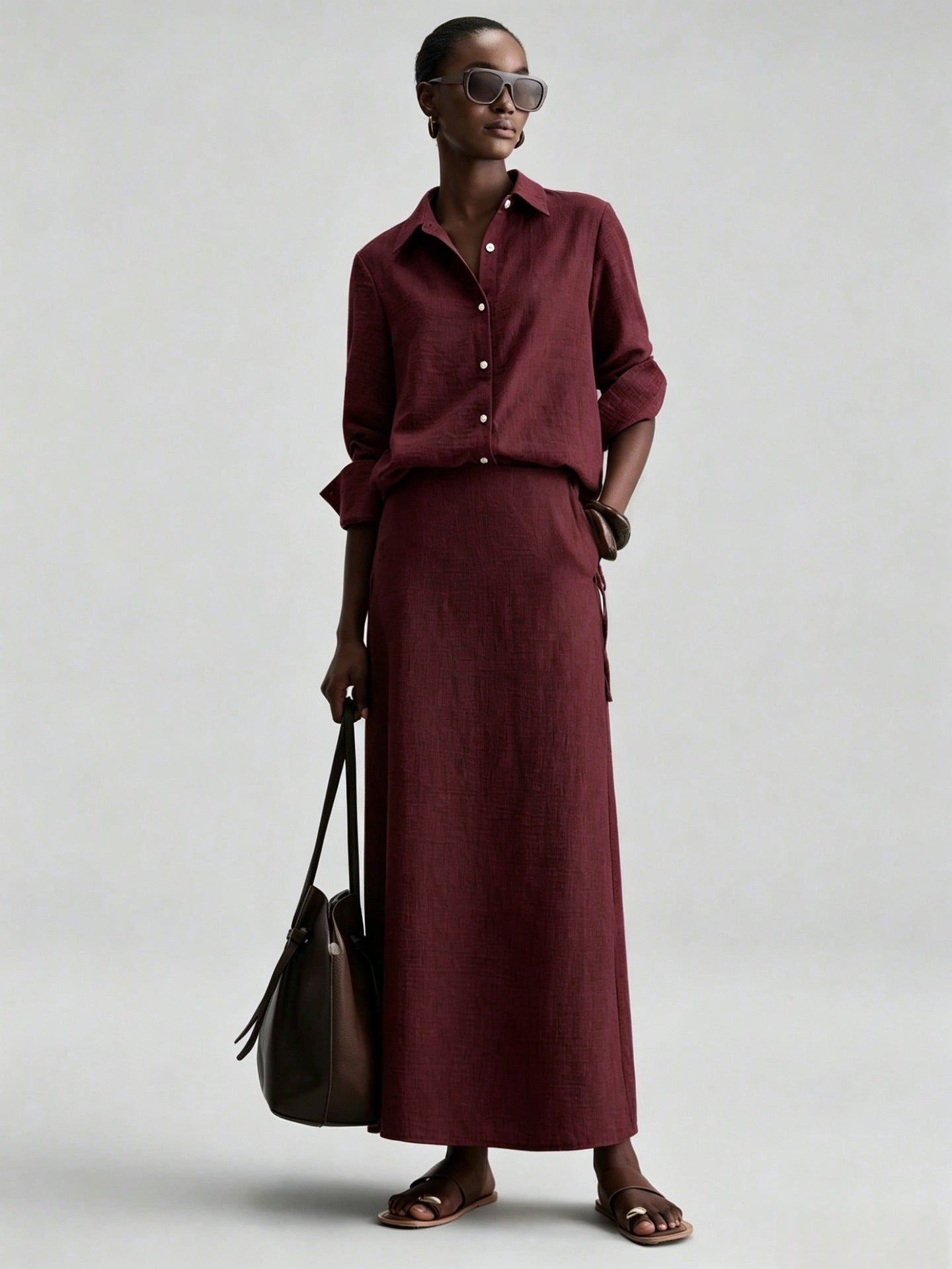 Women's Spring Shirt Loose Long Dress Two-piece Tops