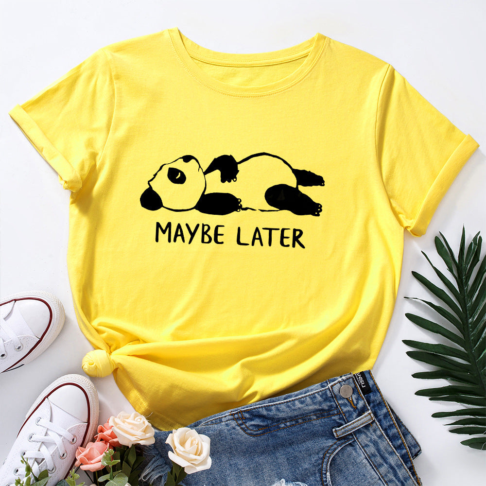 Women's Leisure Panda Printing Loose Round Neck Shorts