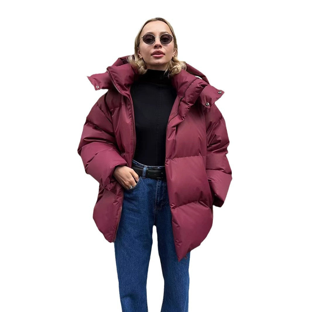 Women's Thickened Thermal Zipper Hooded Casual Loose Long Coats