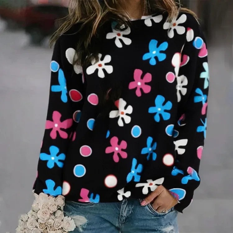 Women's Pattern Pullover Casual Loose Long Sleeve Sweaters