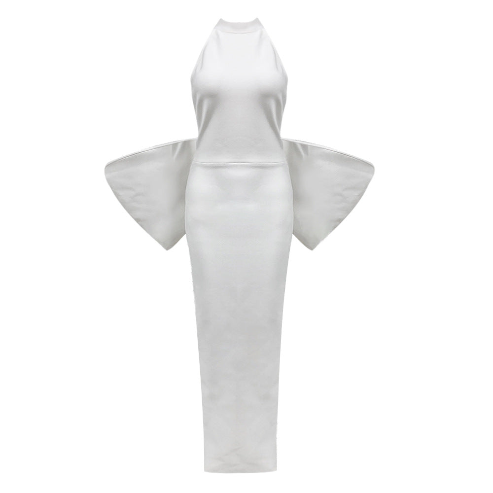 Women's Plaid Big Bow Slim Fit Bandage Dresses