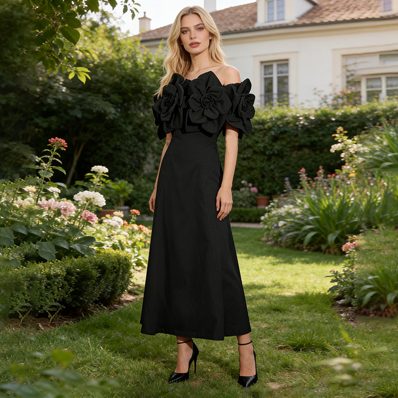 Women's Summer Fashion Flower Stitching High-grade Dress Dresses