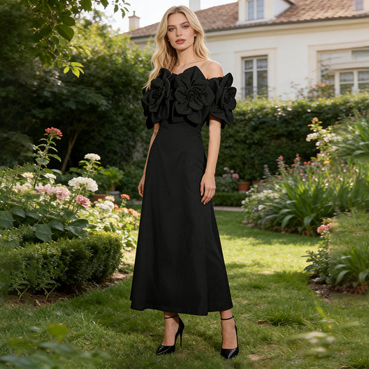 Women's Summer Fashion Flower Stitching High-grade Dress Dresses