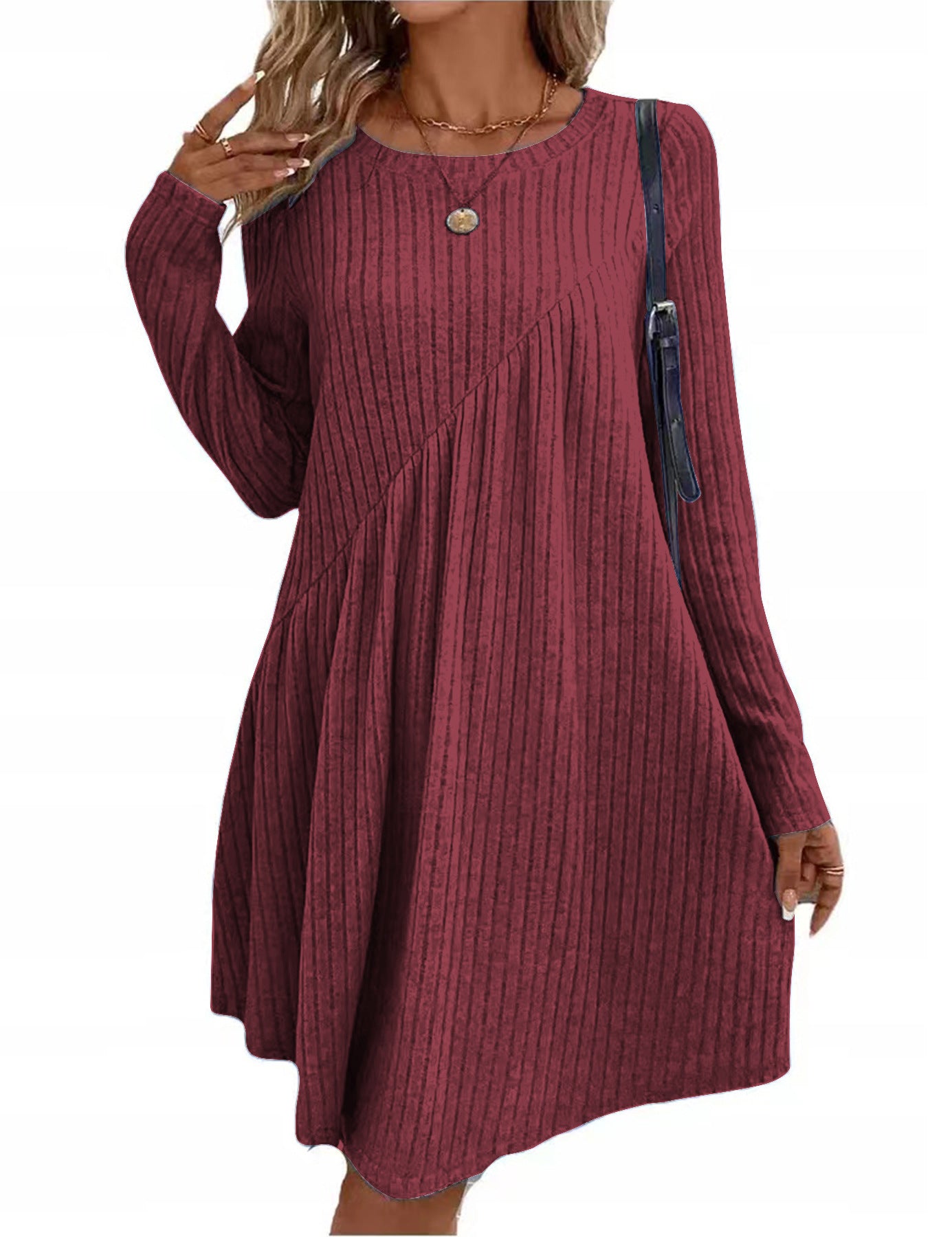 Women's Bohemian Irregular Brushed Sunken Stripe Solid Clothing