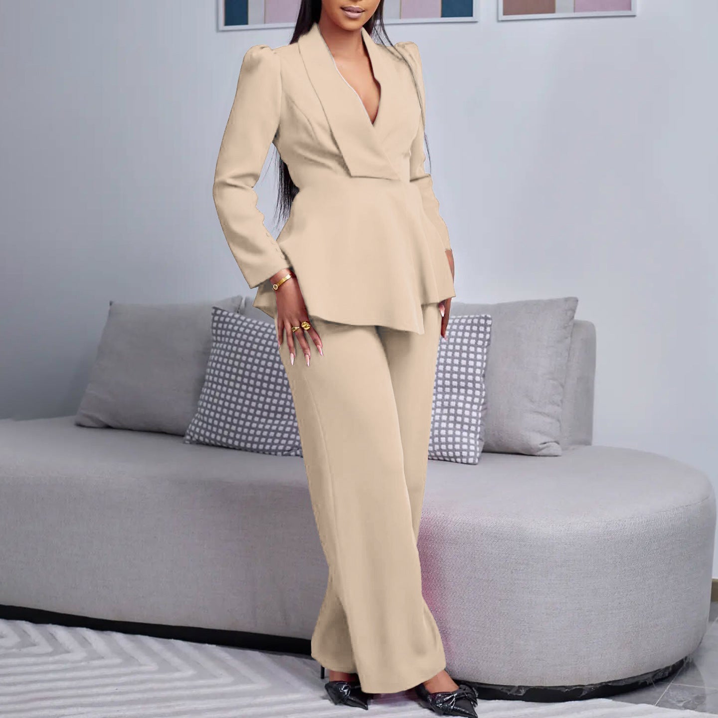 Women's Classic Fashionable Elegant Ruffled Long-sleeved Suits