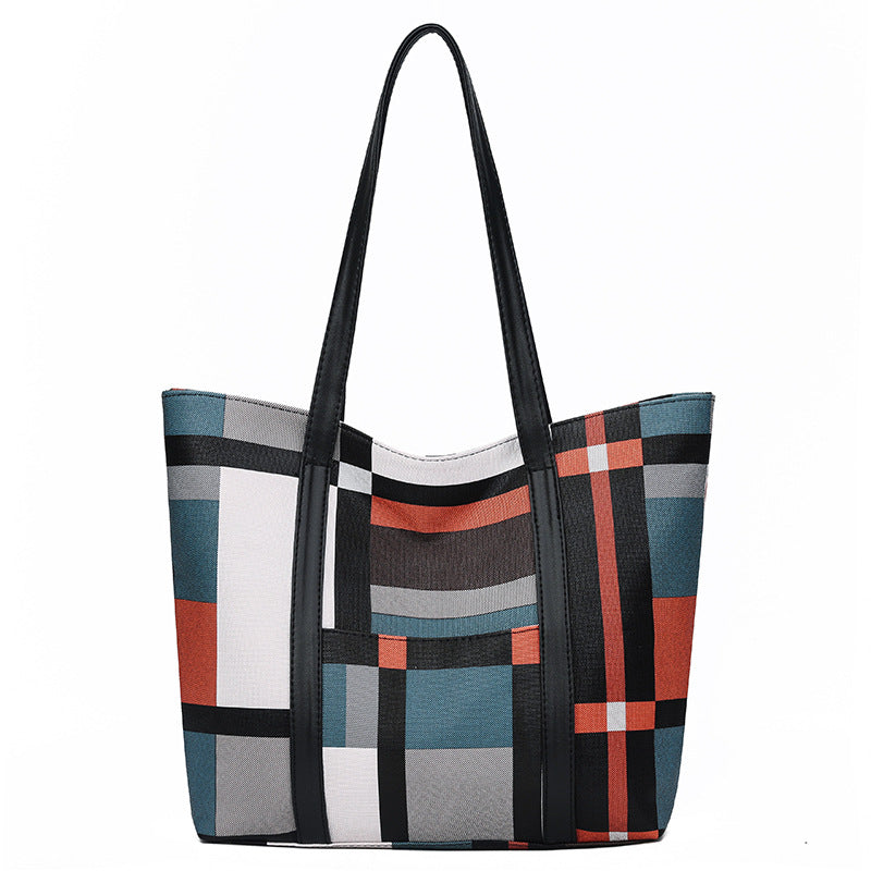Women's Fashion Korean Large Capacity Plaid Big Shoulder Bags