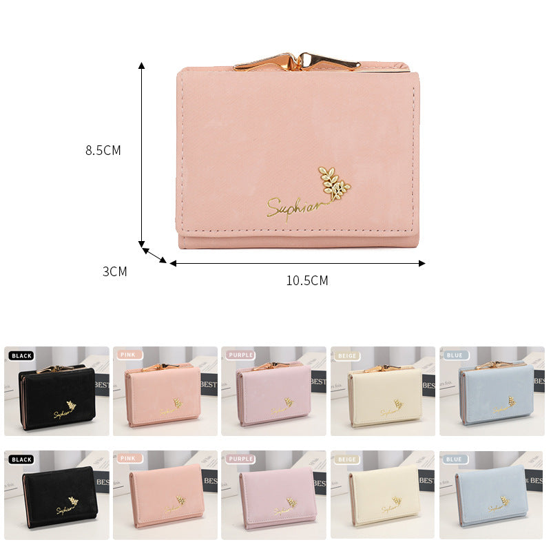 Women's Simple Folding National Style Fresh Flannel Ladies Wallets