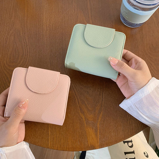 Simple Style Dopamine Color Matching Korean Ladies Wallets