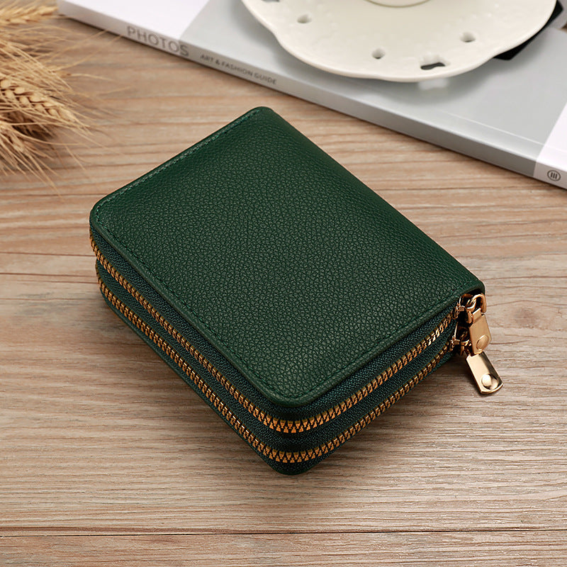 Women's Double Zipper Large Capacity Expanding Fashion Id Package