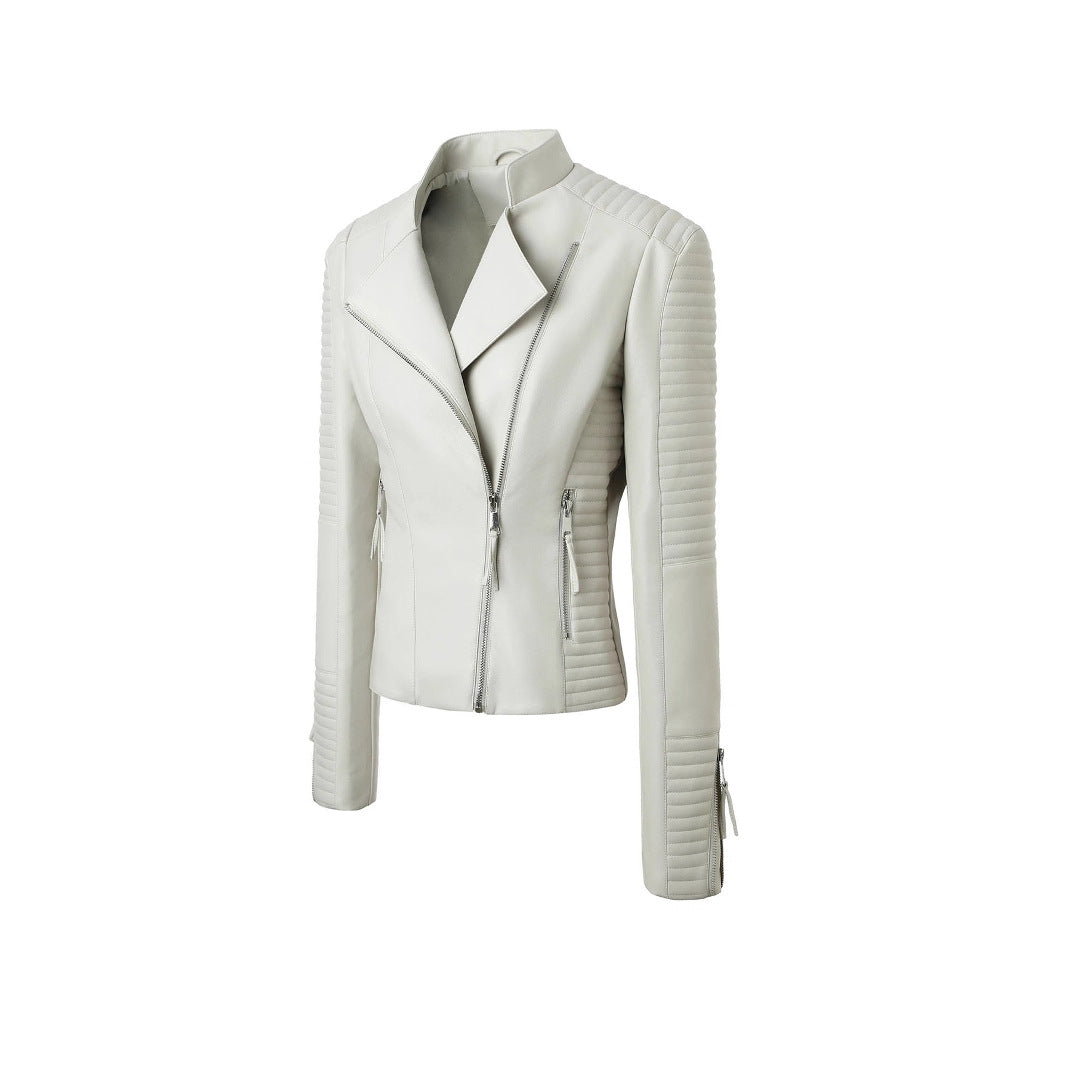 Women's Leather For European Style Slim Lapel Jackets