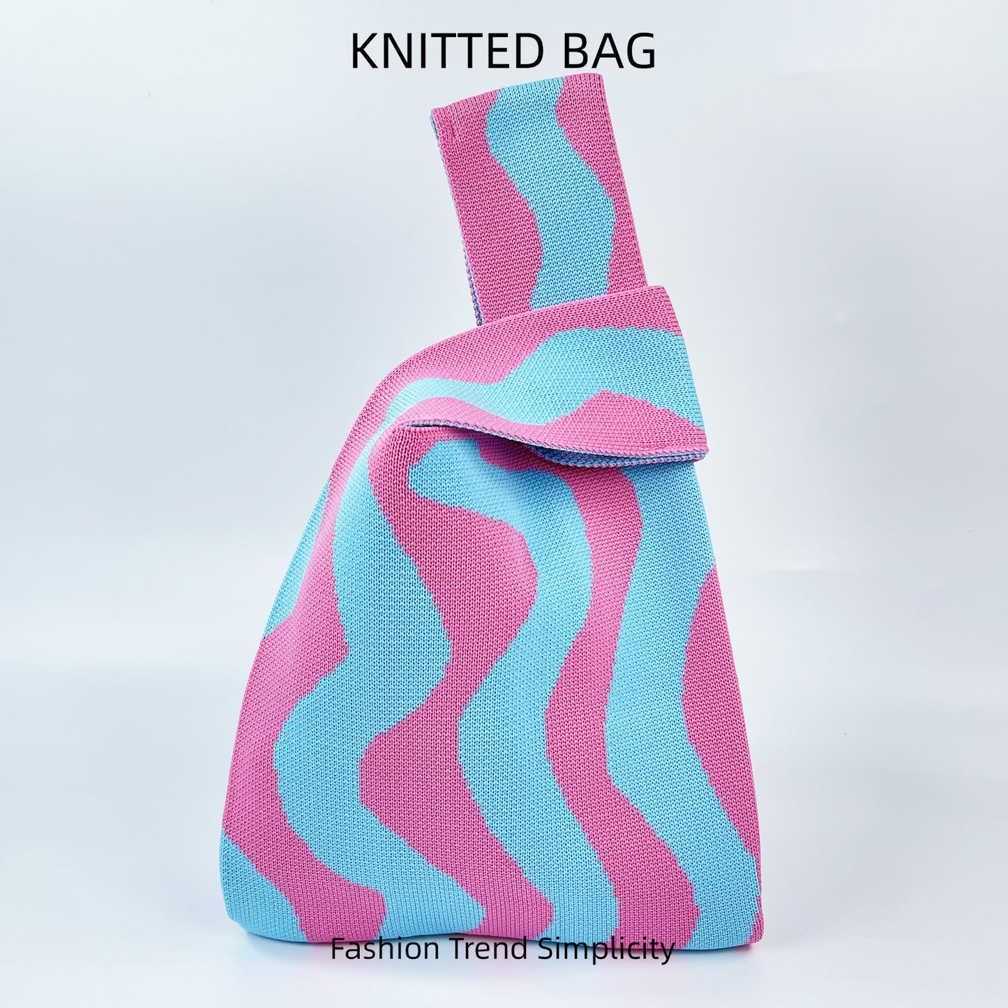 Contrast Color Wave Pattern Knitted Fashionable Handbags