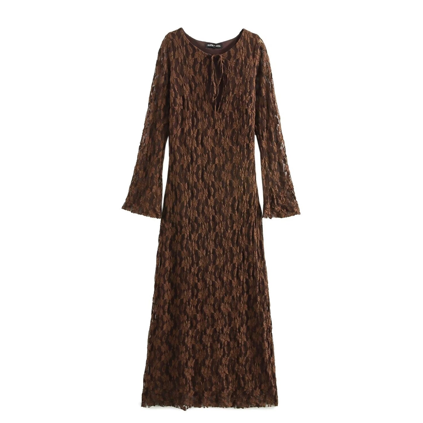 Women's Temperament Crew Neck Flare Sleeve Lace Dresses
