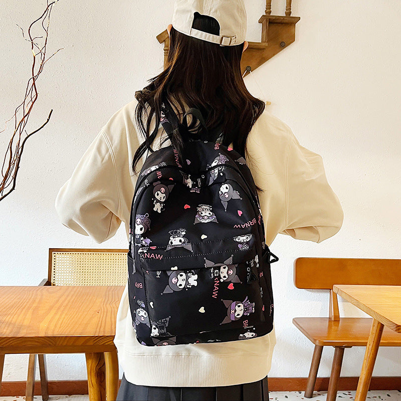 Large Capacity Portable Burden Alleviation Cartoon Clow Middle School Students' Schoolbags