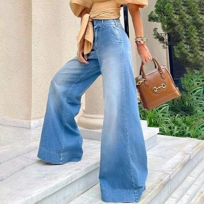 Women's Autumn Street Style Wide Leg Trousers High Jeans