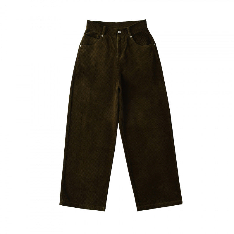Women's Fleece-lined Thick Corduroy High Waist Slimming Loose Pants