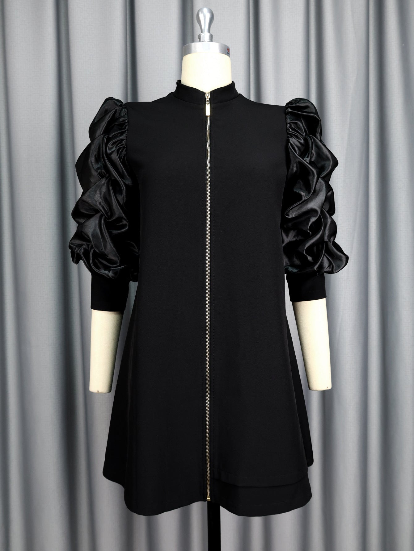Stand Collar Dress Designer Model Pleated Cardigans