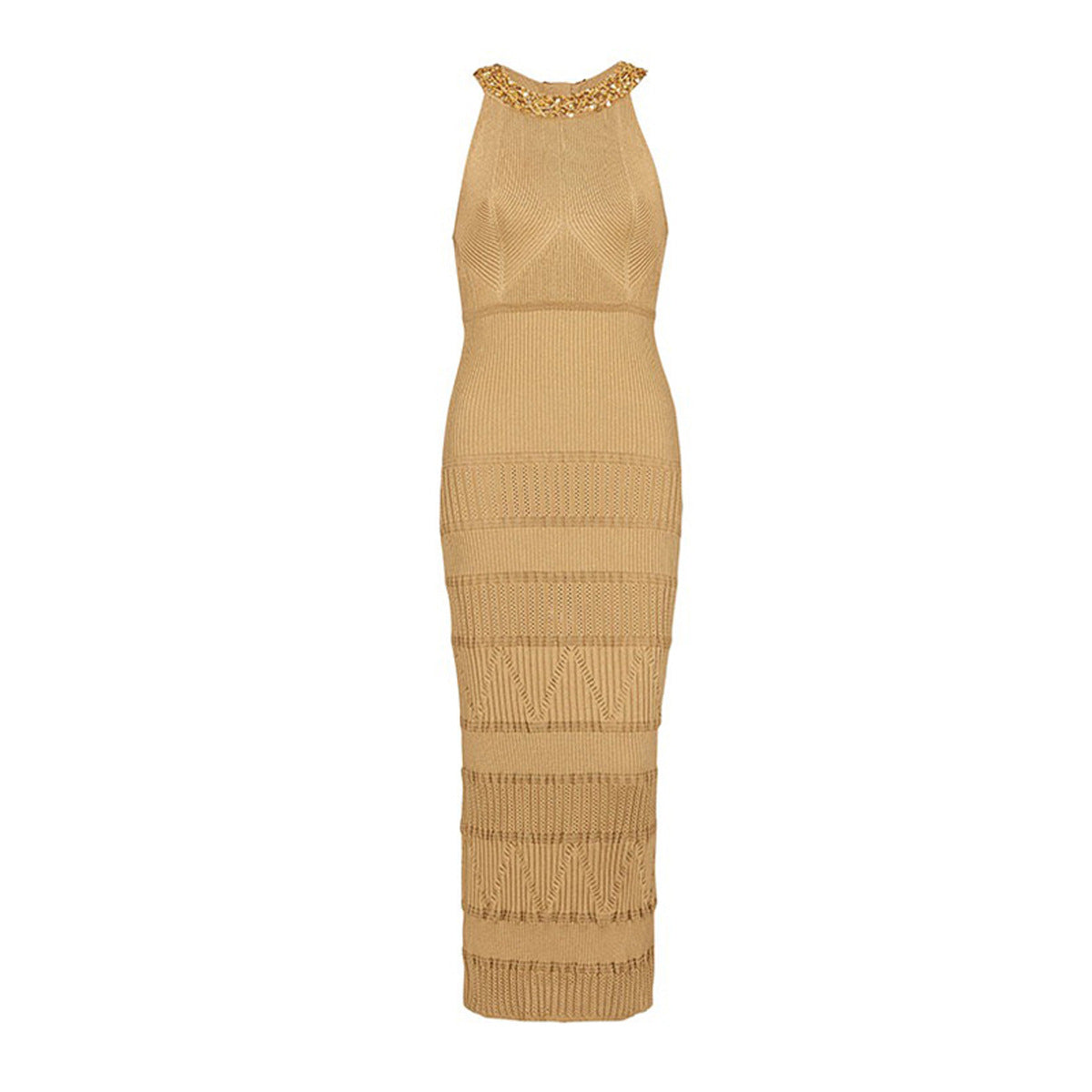 Summer Sleeveless Beaded Long Knitted Dress Dresses