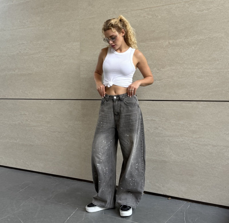 Women's Wide Leg Denim Trousers Summer Design Jeans