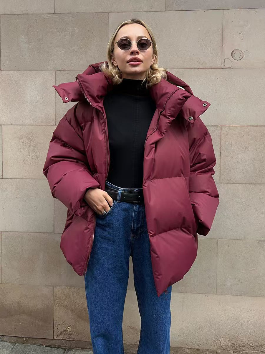 Women's Thickened Thermal Zipper Hooded Casual Loose Long Coats