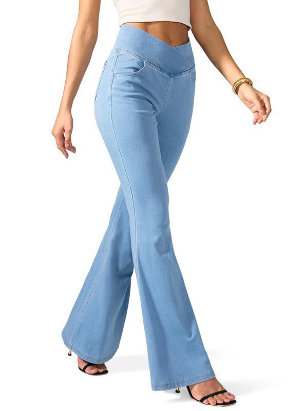 Women's Fashionable High Waist Skinny Elastic Cross Jeans