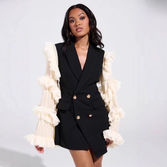 Women's Niche Autumn Three-dimensional Design Temperament Mid-length Blazers