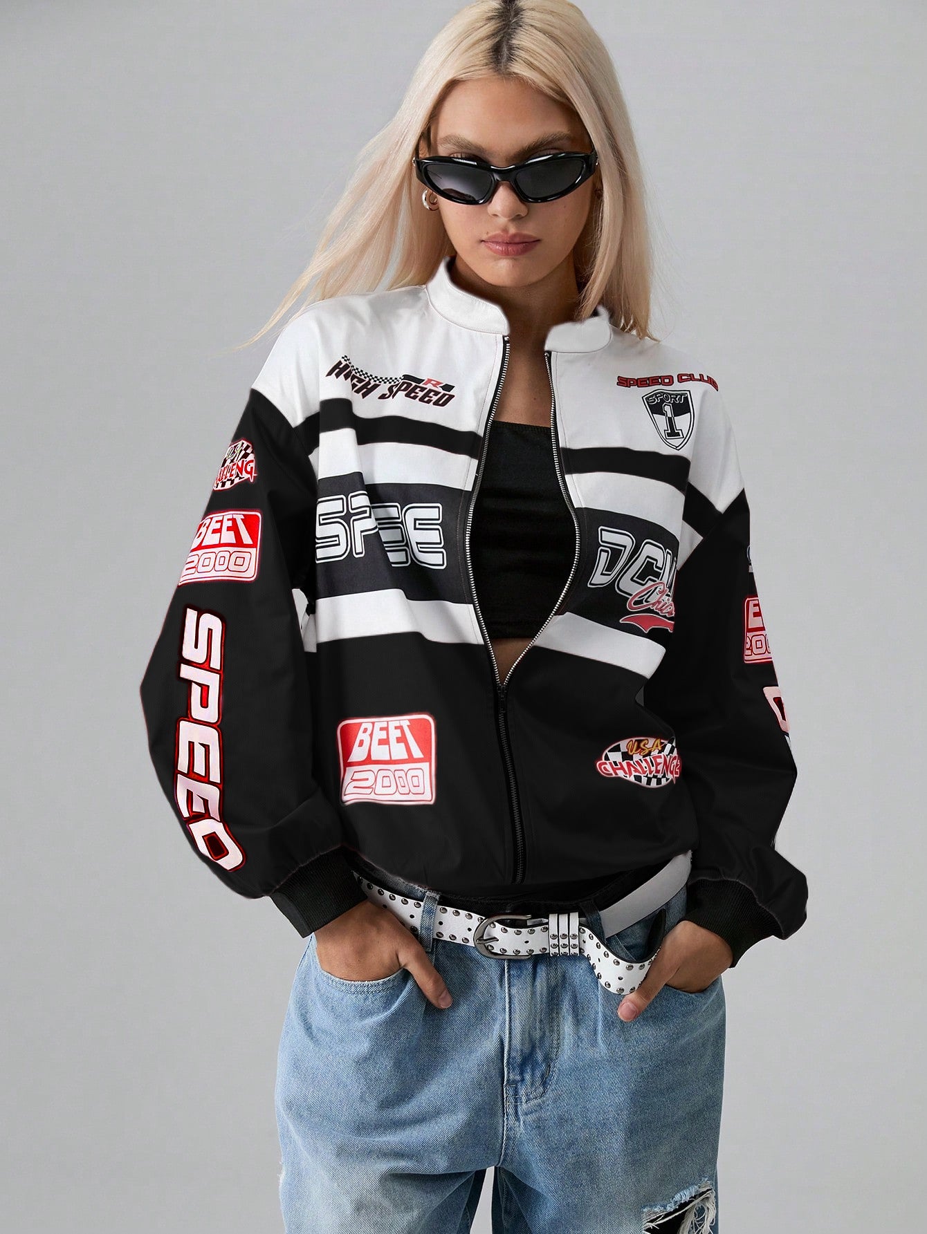 Fashion Lettered Casual Personalized Printed Long-sleeved Jackets