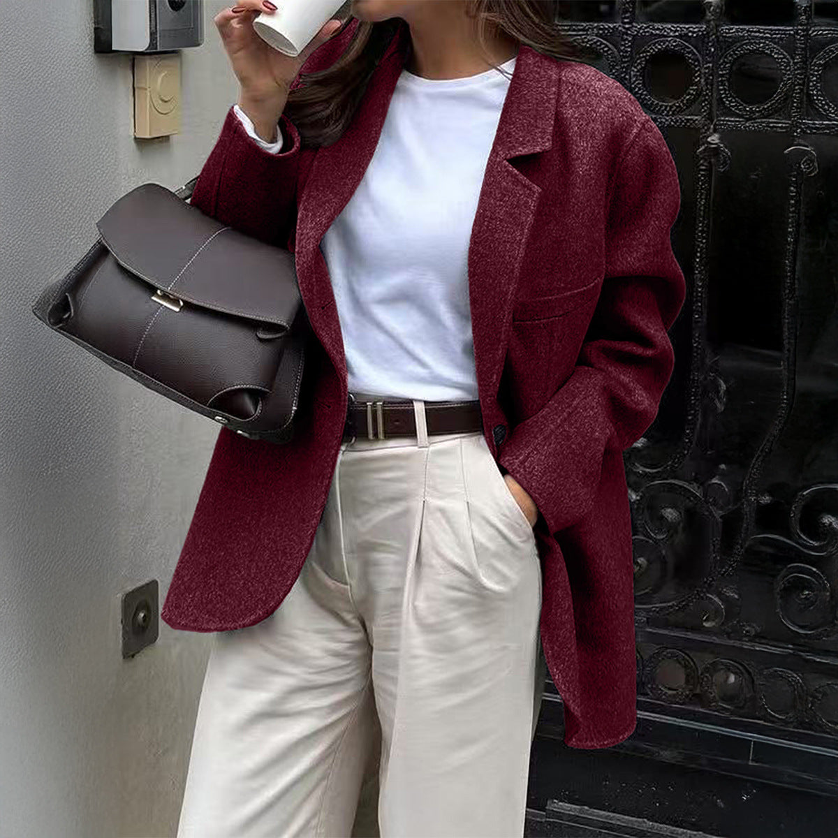 Pretty Charming Women's Casual Solid Color Coats