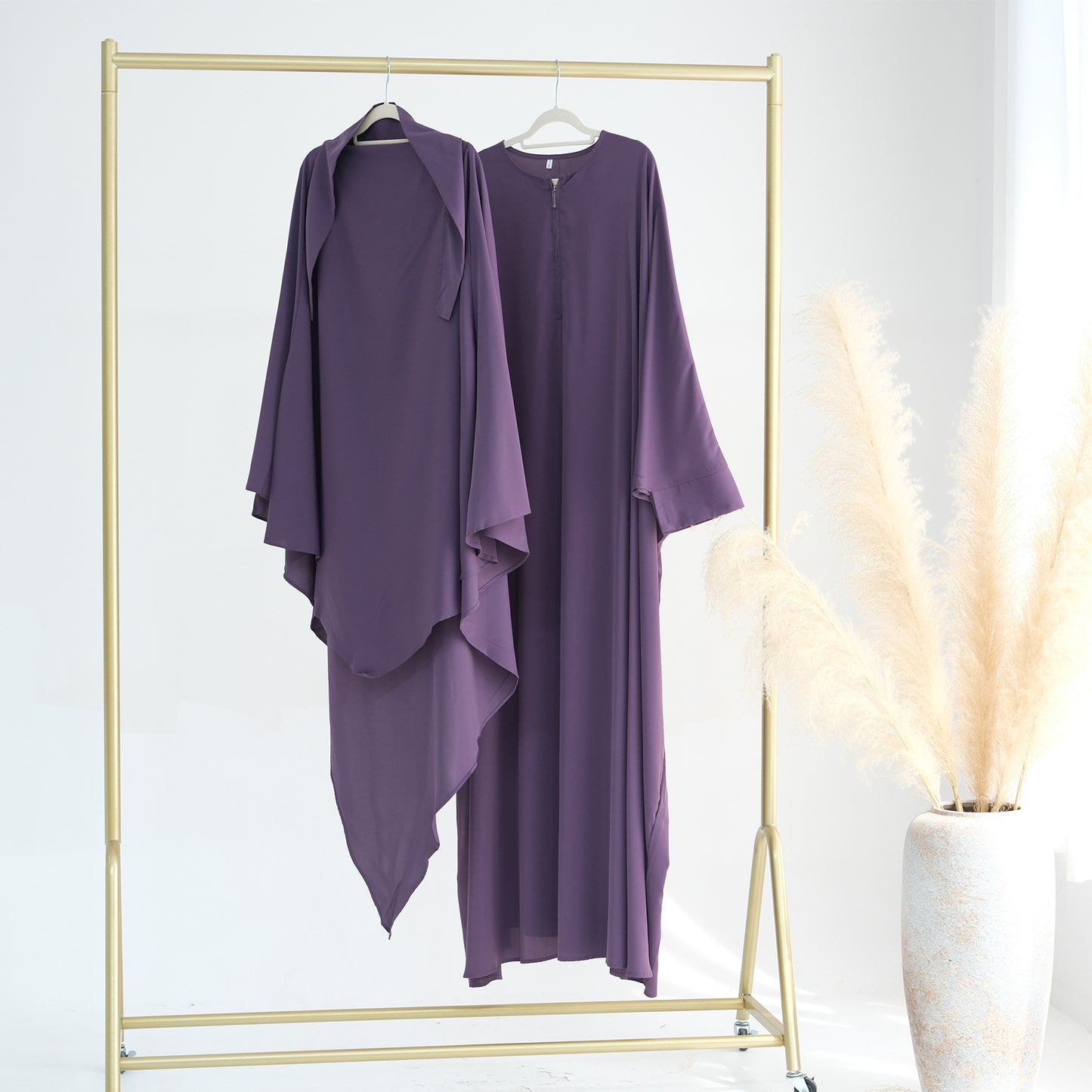 Swing Solid Color Batwing Sleeve Robe Dresses