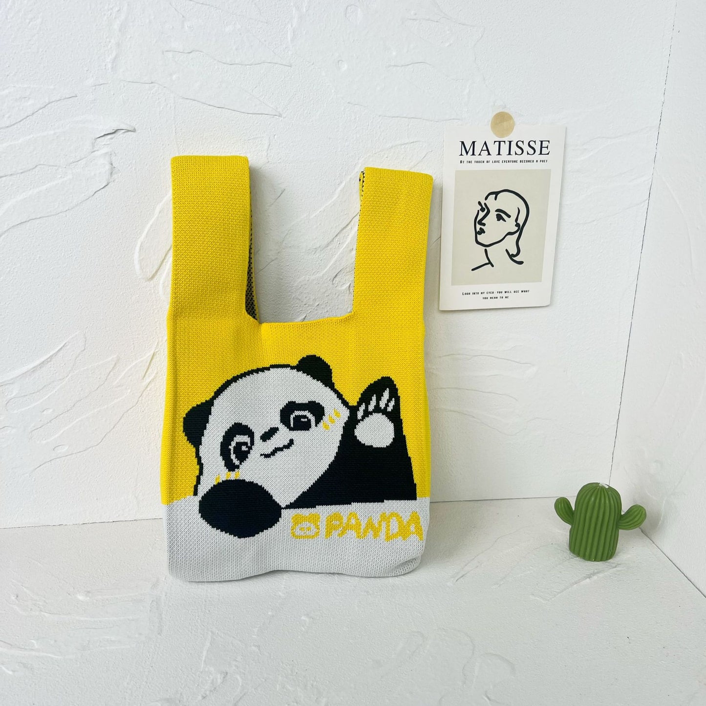 Women's High-grade Panda Knitted Polyester Knit Phone Bags