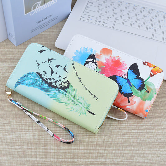 Women's Zipper Soft Leather Fashion Cross Print Ladies Wallets