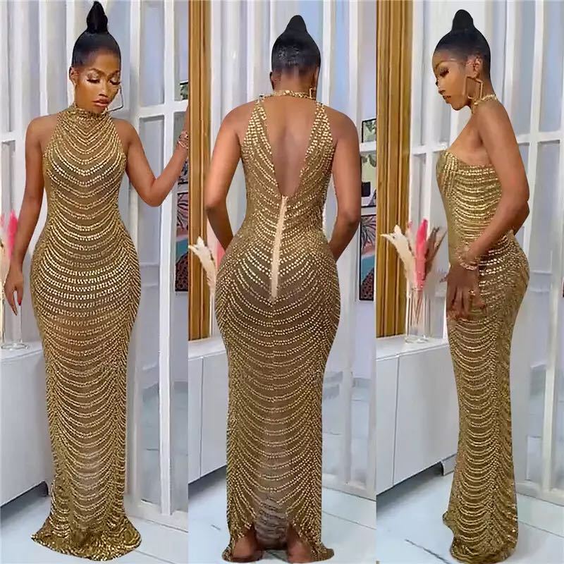 Women's Dress Spring Elegant Rhinestone Banquet Temperament Dresses