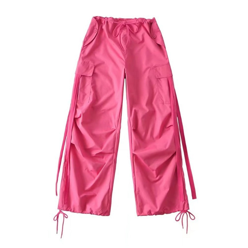 Women's Waist Casual Long Feet Lace Up Pants