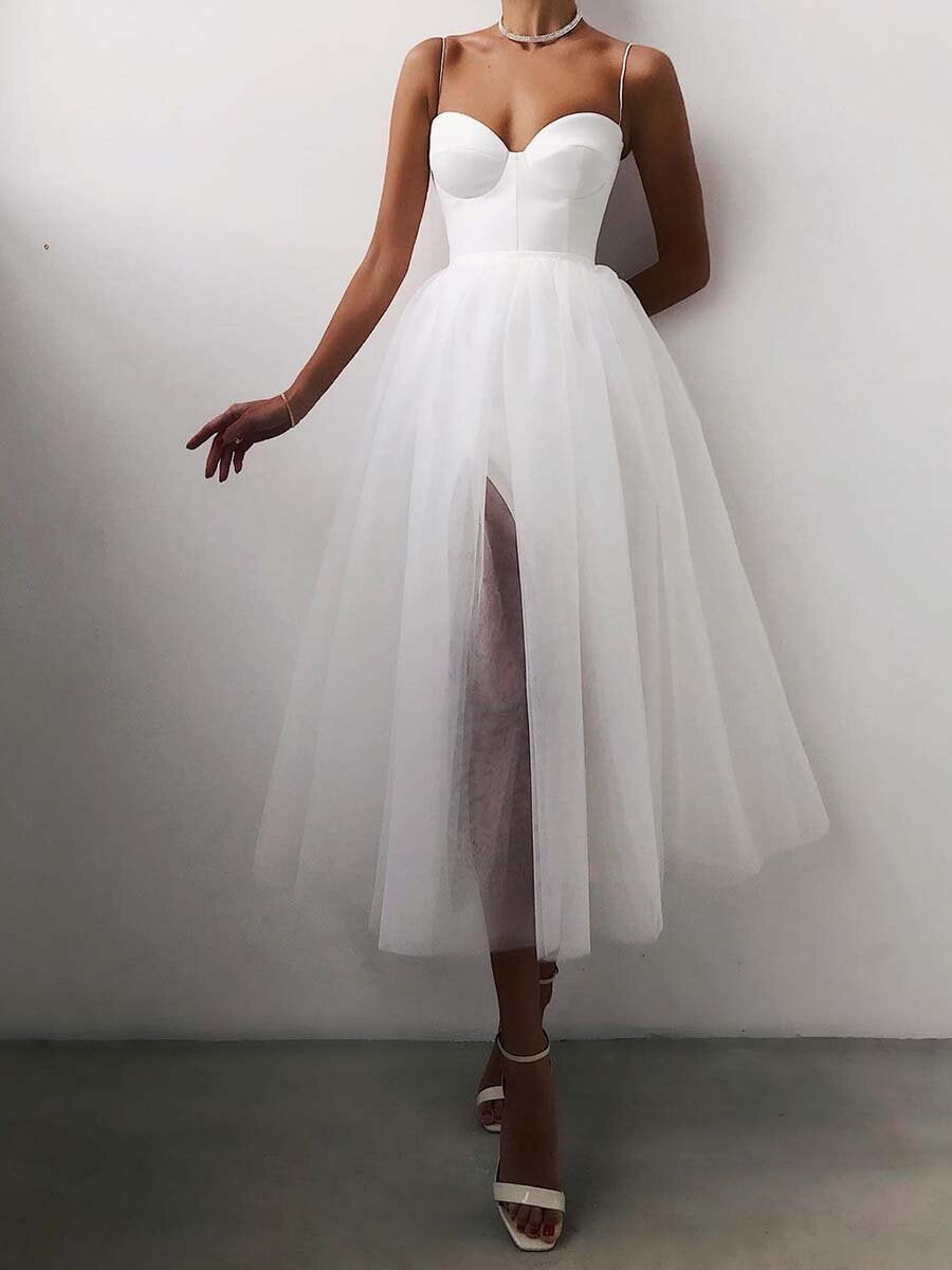 Women's Glamorous Creative Straps Tulle Dress Wedding Dresses