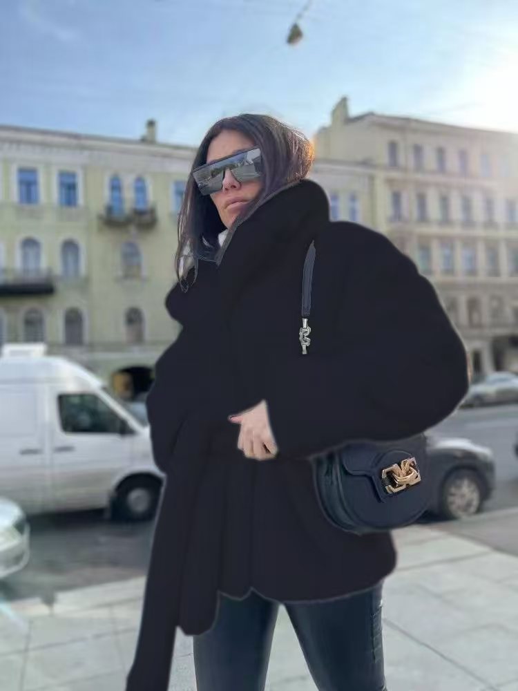 Women's Temperament Lapel No Belt Artificial Fur Coats