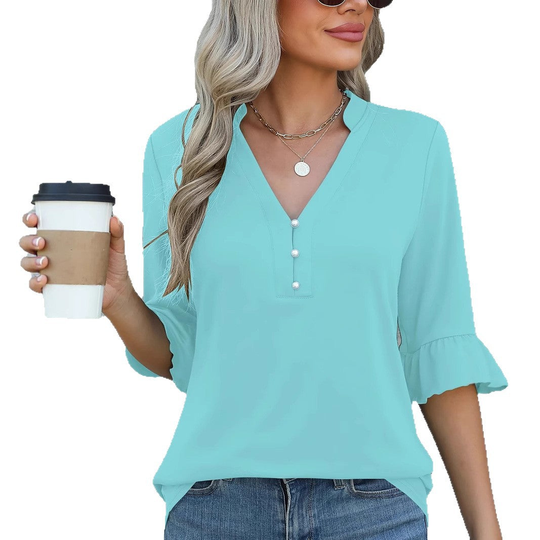 Women's Solid Color Ladies Fashion Shirt Women's T-shirt
