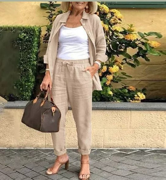 Linen Harem Retro Loose Cropped Belt Pants
