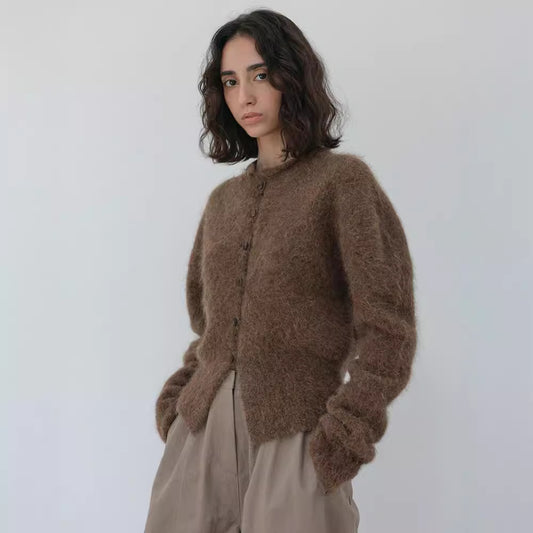 Women's Alpaca Korean Style Commuter Solid Color Idle Cardigans