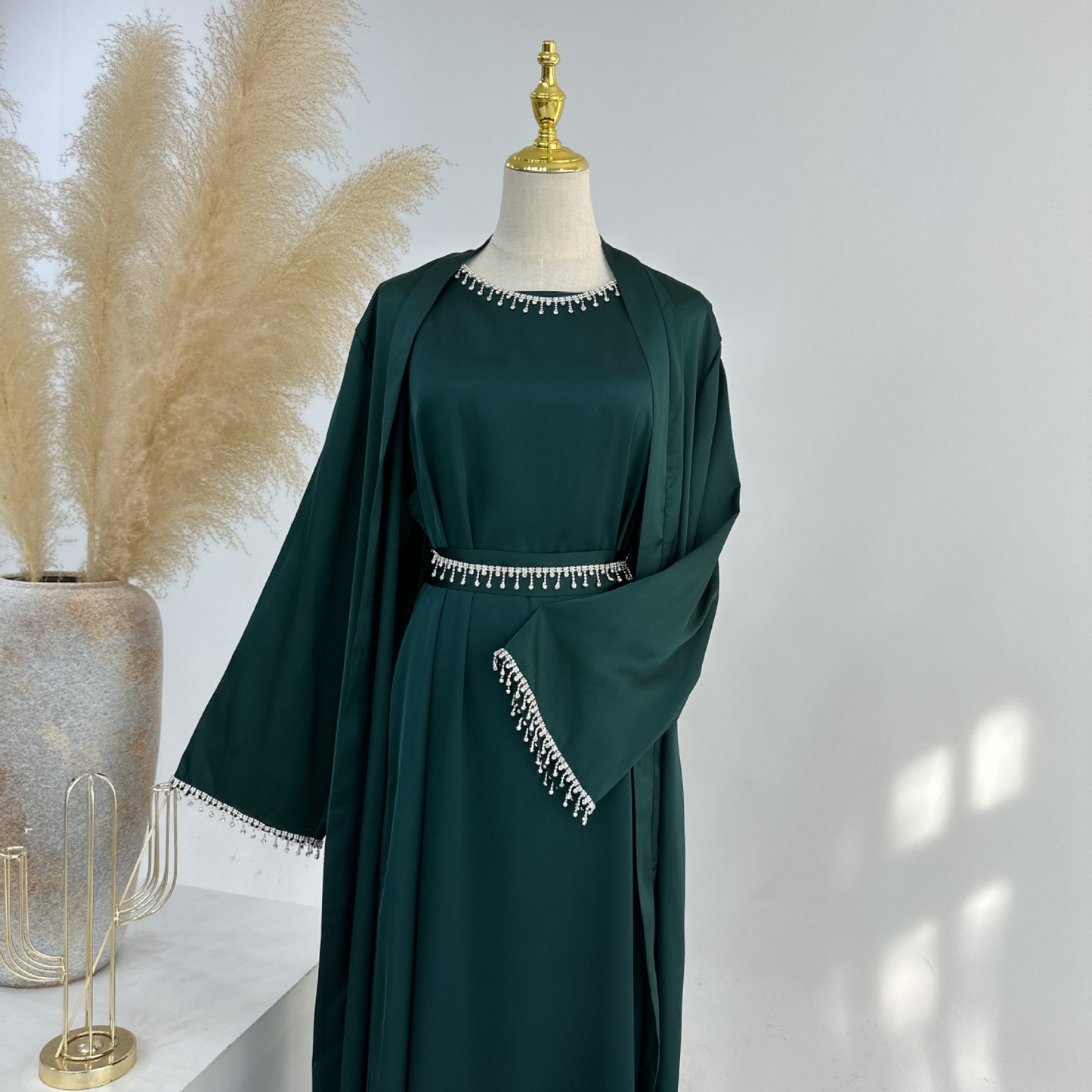 Solid Color Beading Dress Crystal Chain Dresses